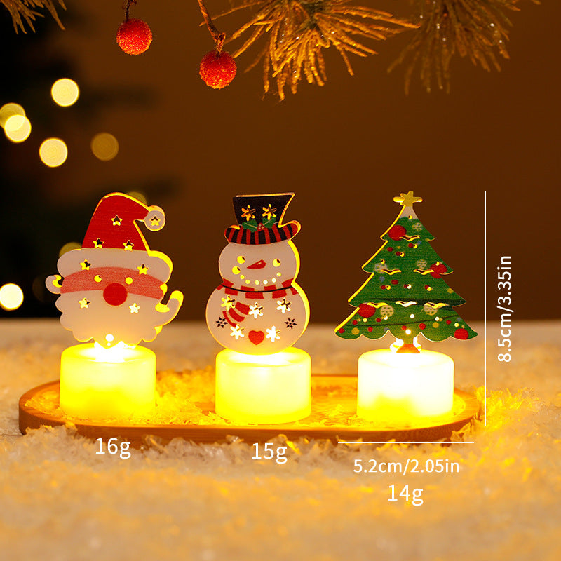LED Electronic Candle Lights Christmas Trees Santa Claus Snowmen Creative Candles Small Night Lights Home Decorative Ornaments