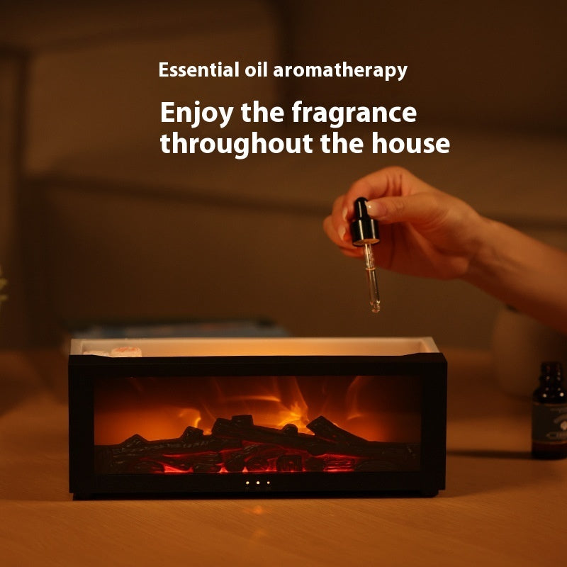 Flame Effect Humidifier – Colorful Aromatherapy Diffuser with Large Fog Volume & 3D Fireplace Design